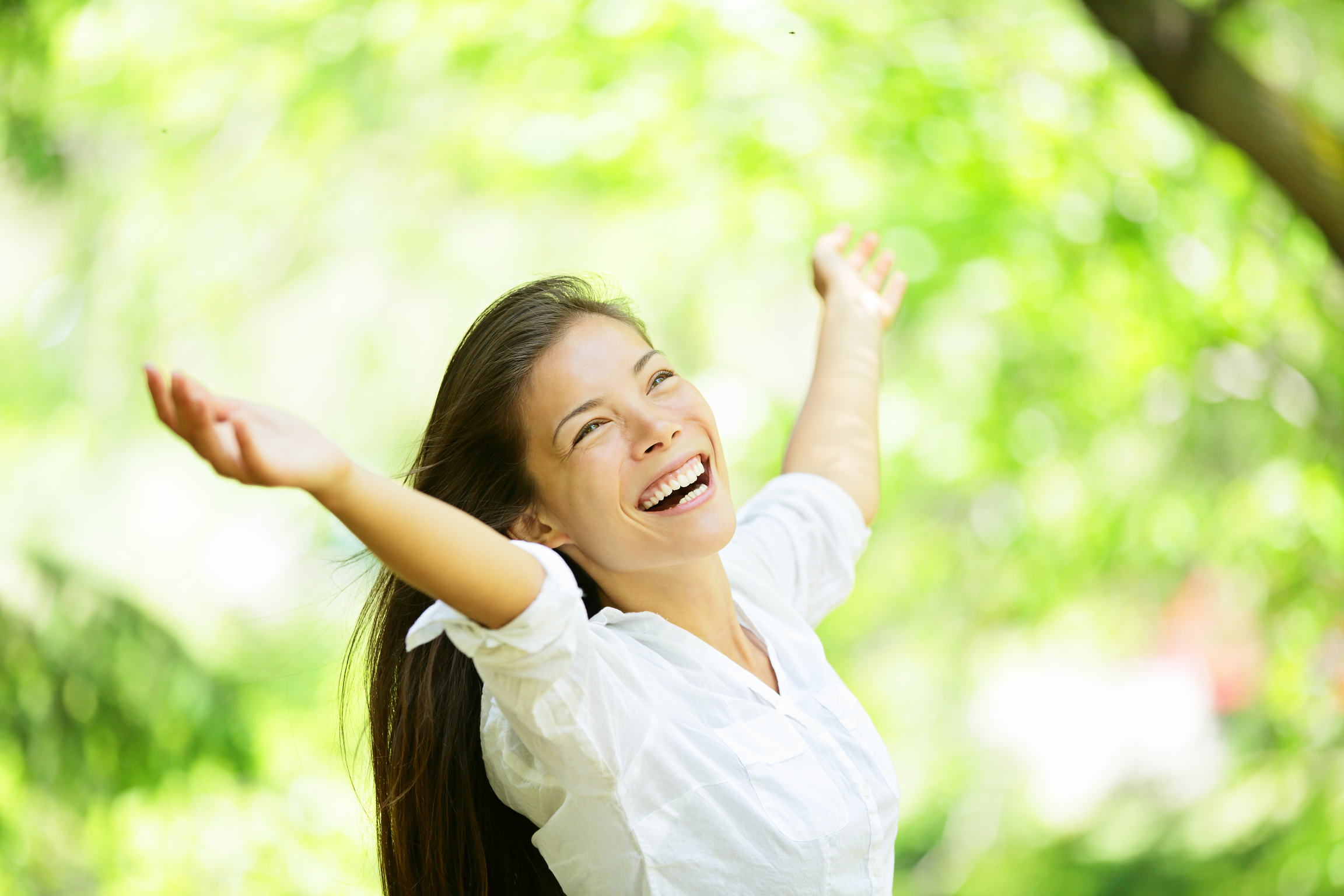 Carefree Elated Cheering Woman 